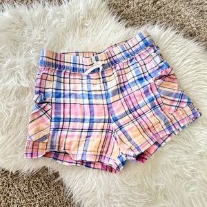 L (10-12) Pink White and Blue Plaid Girl Shorts
